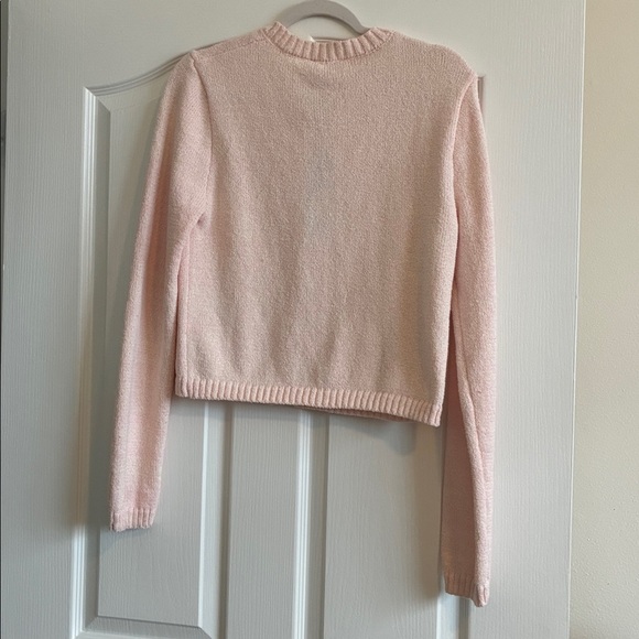 Old Money Vibes Soft Pink Crested Button Cardigan Sweater Size L NWT - Picture 6 of 7